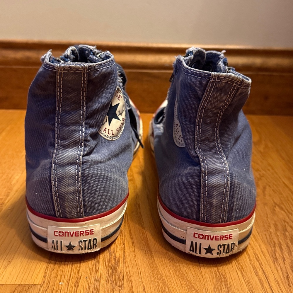 Converse CT Double Zip Distressed Denim High Top Sneakers Limited Edition M 10.5 - Picture 9 of 13